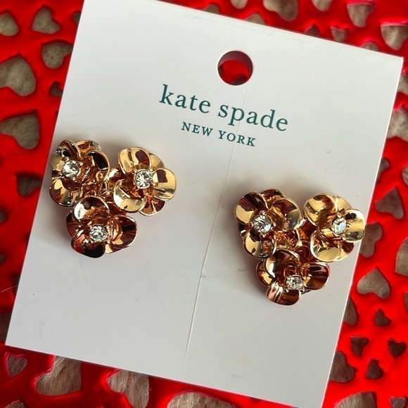 Brand New Kate Spade Shine On Rose Gold Floral Post Earrings - Picture 2 of 10